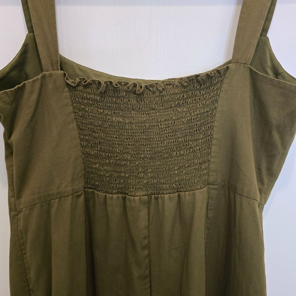 Sachin & Babi Olive Green Laura Dress Size 14 With Ruffled Eyelet Hem Made In In - Picture 12 of 16